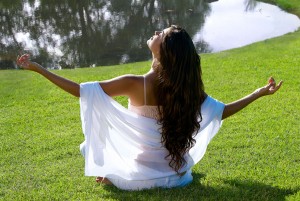 Woman meditating in nature