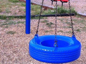 Blue tire swing