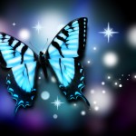 Blue butterly with sparkles